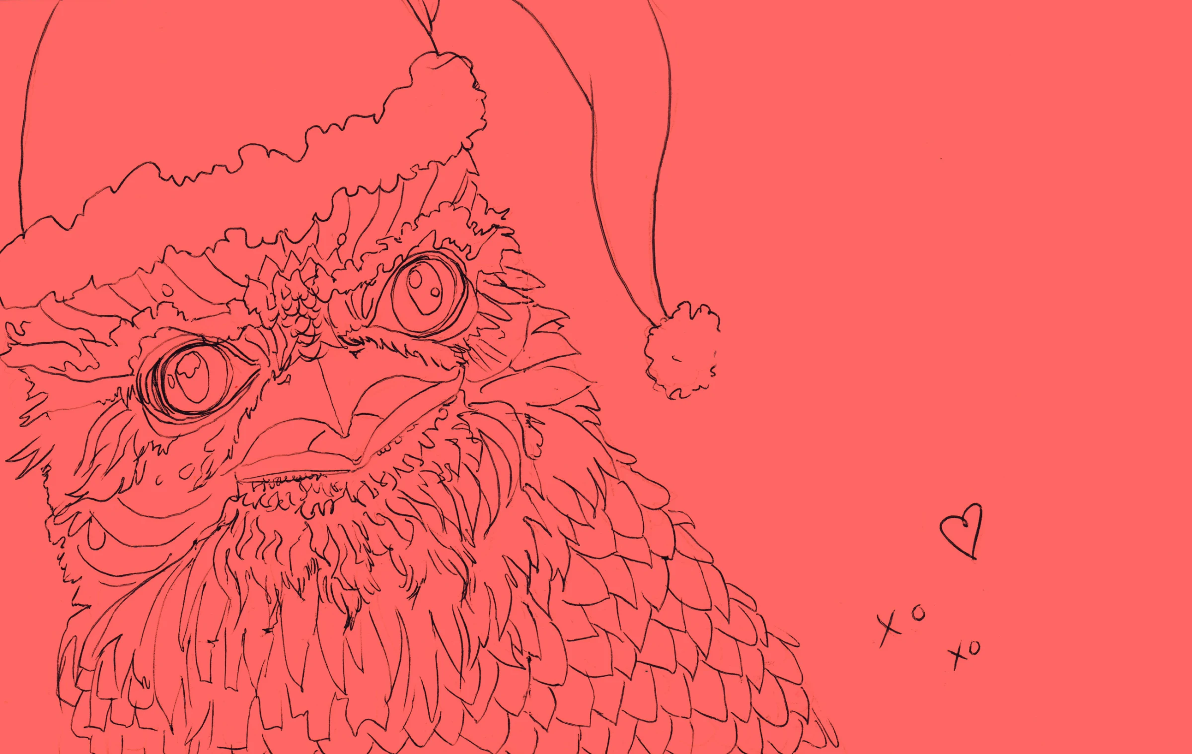 Holiday Card: Frogmouth Santa