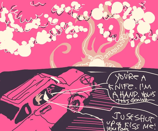 Knife with a Hand Drives Off Into the Sunset