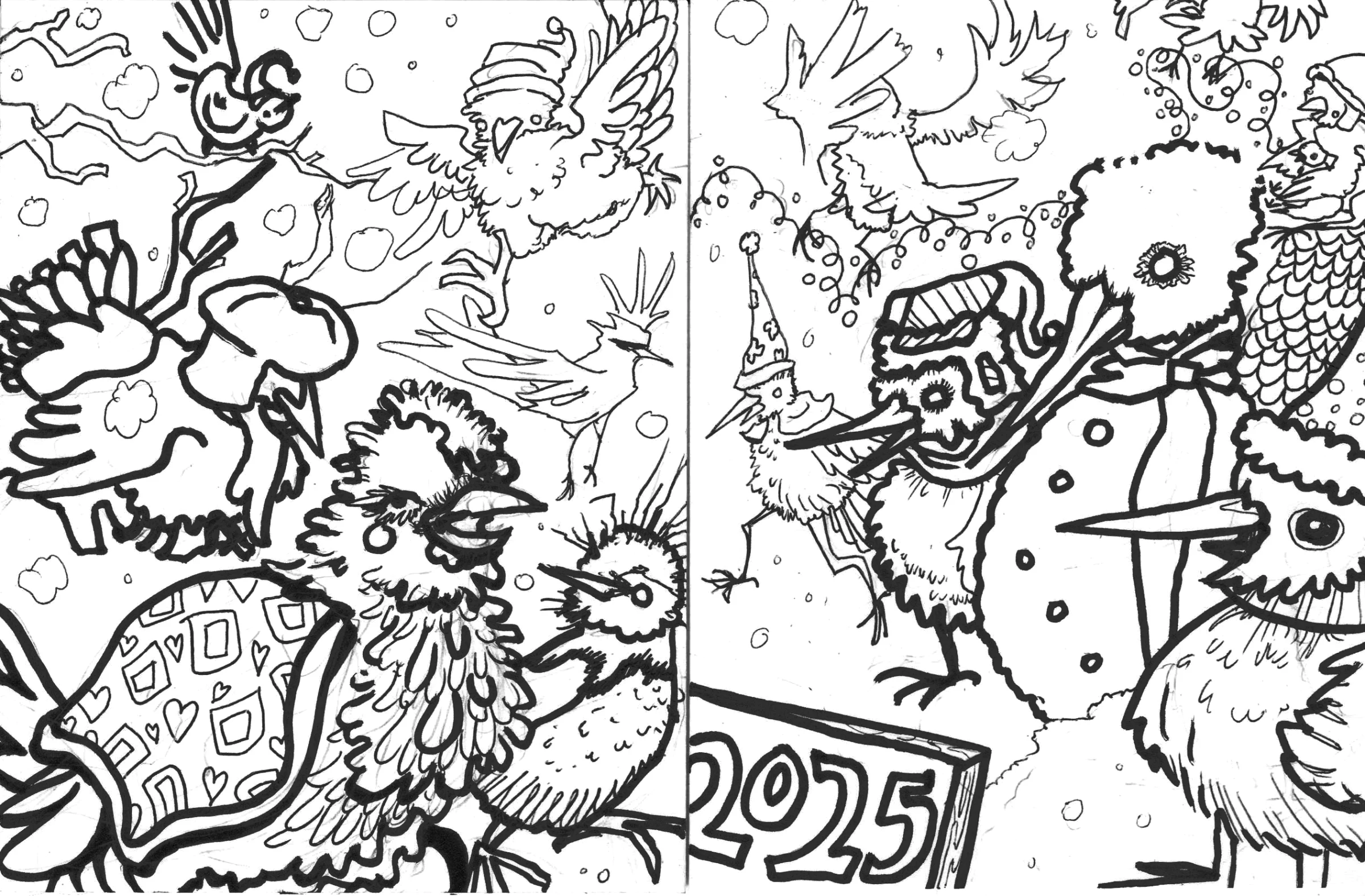 Holiday Cards: Snowball Fight Birds