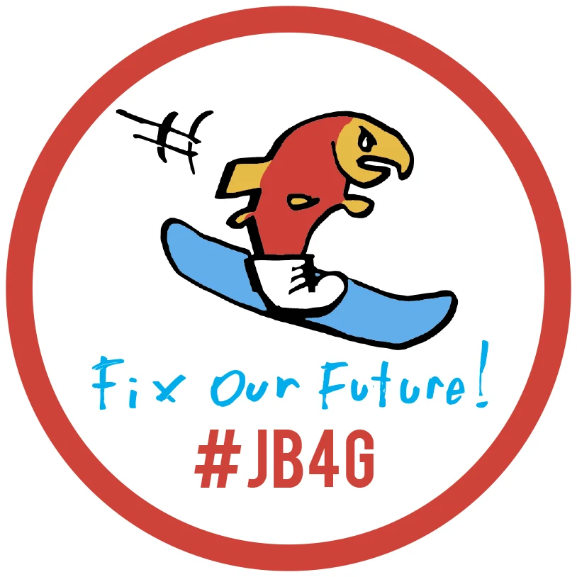 JB4G Sockeye Sam 'Fix our future!' Pin