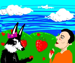dog & man love strawberries.png