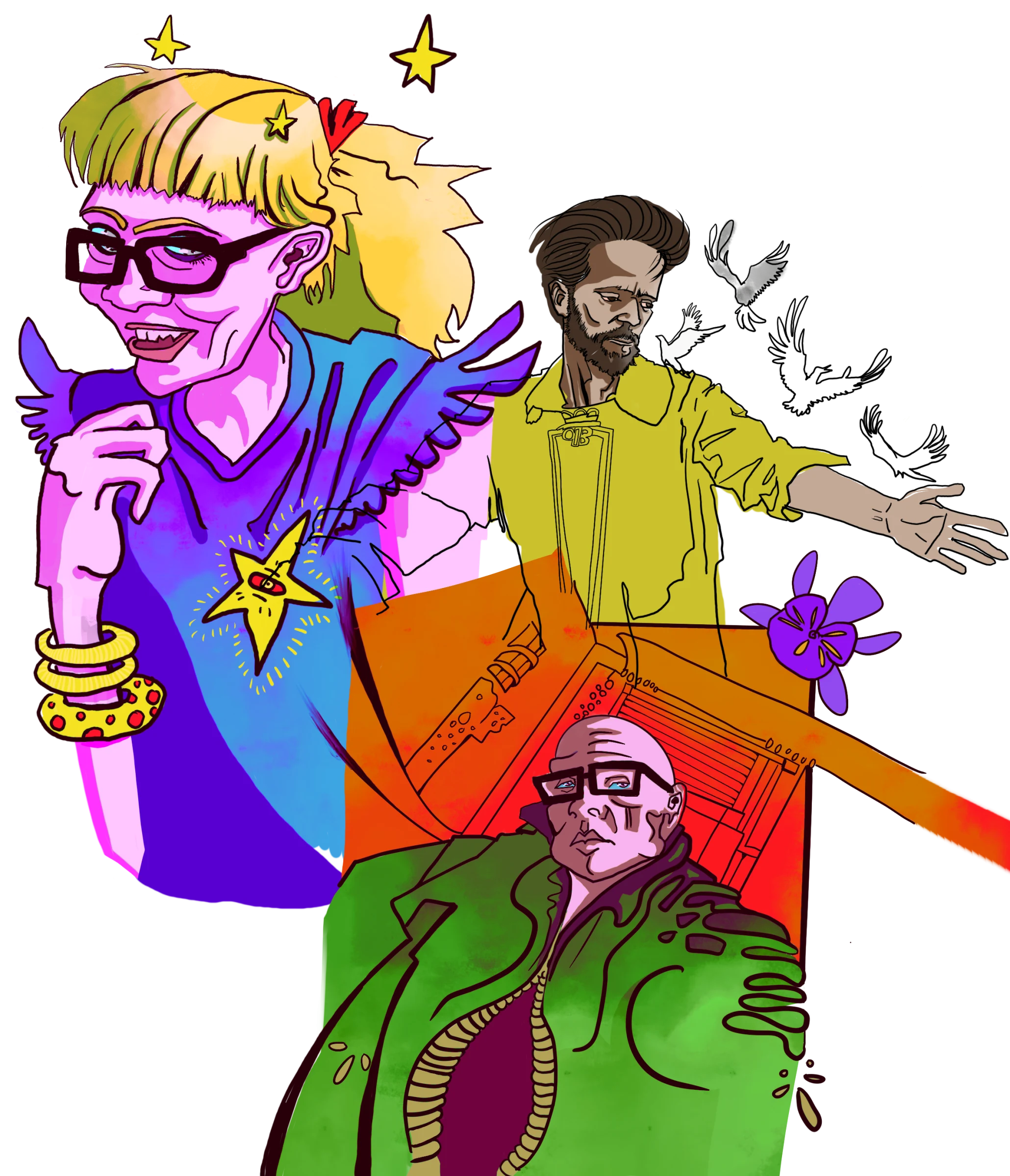 Really a worst case scenario portrait of all involved, but it made me laugh. Wasn't going for early Groenig or Mike Judd, but here we are.