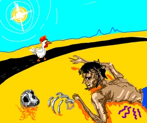 man in desert chases chicken.png