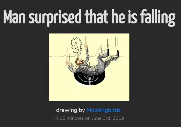 "Man Surprised That He Is Falling"