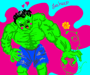Hulk picks a flower