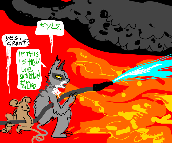 "Mouse & Cat Fight a Fire"