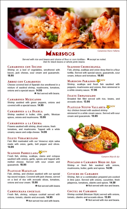 El Paraiso Menu