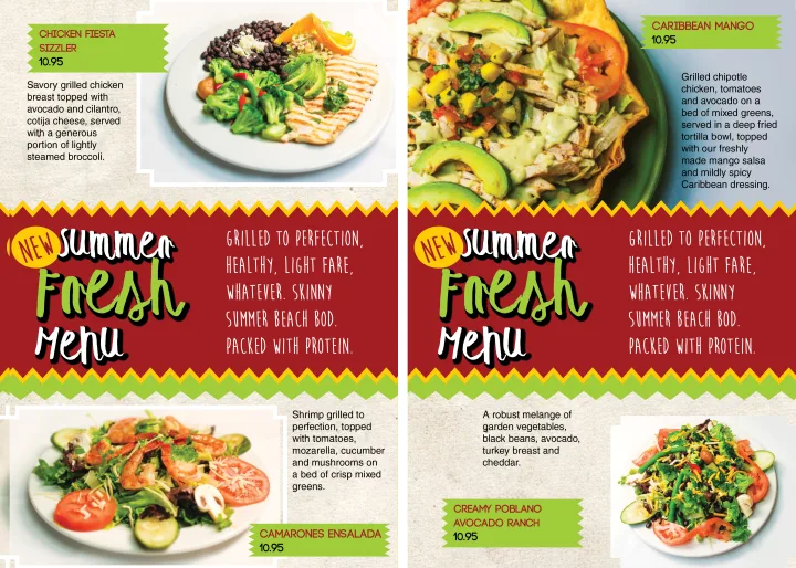 El Paraiso Summer Fresh Menu (front & back)