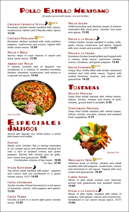 El Paraiso Menu